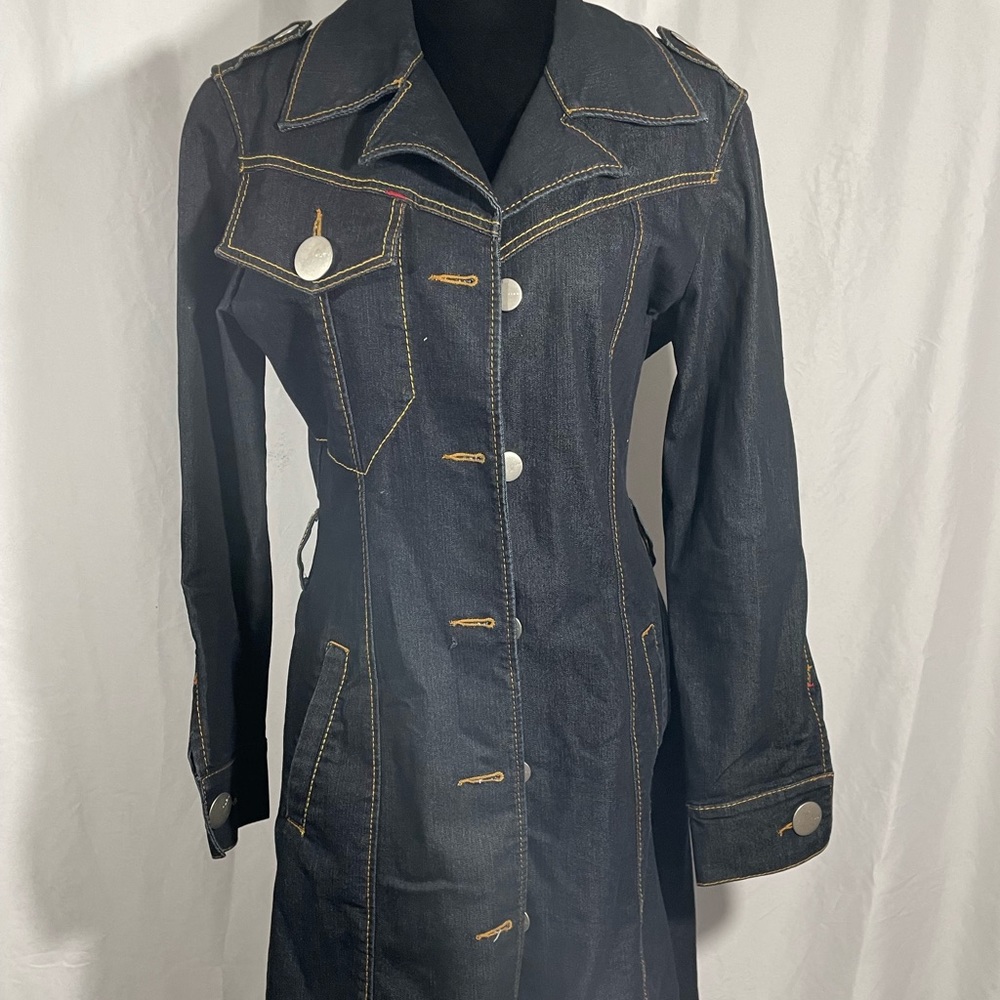 FUBU The Collection Women's Blue Denim Long Coat
